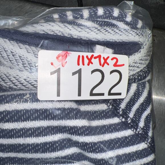 Knit Shirt Womens Sz L Blue White Striped Nautical 3/4 Sleeves - Picture 10 of 10